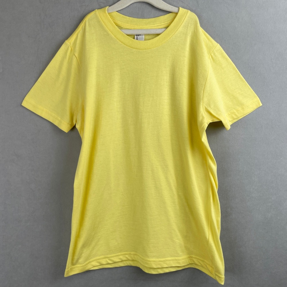 American Apparel Youth Size 10 Yellow Cotton Short Sleeve Crew Neck T-Shirt USA